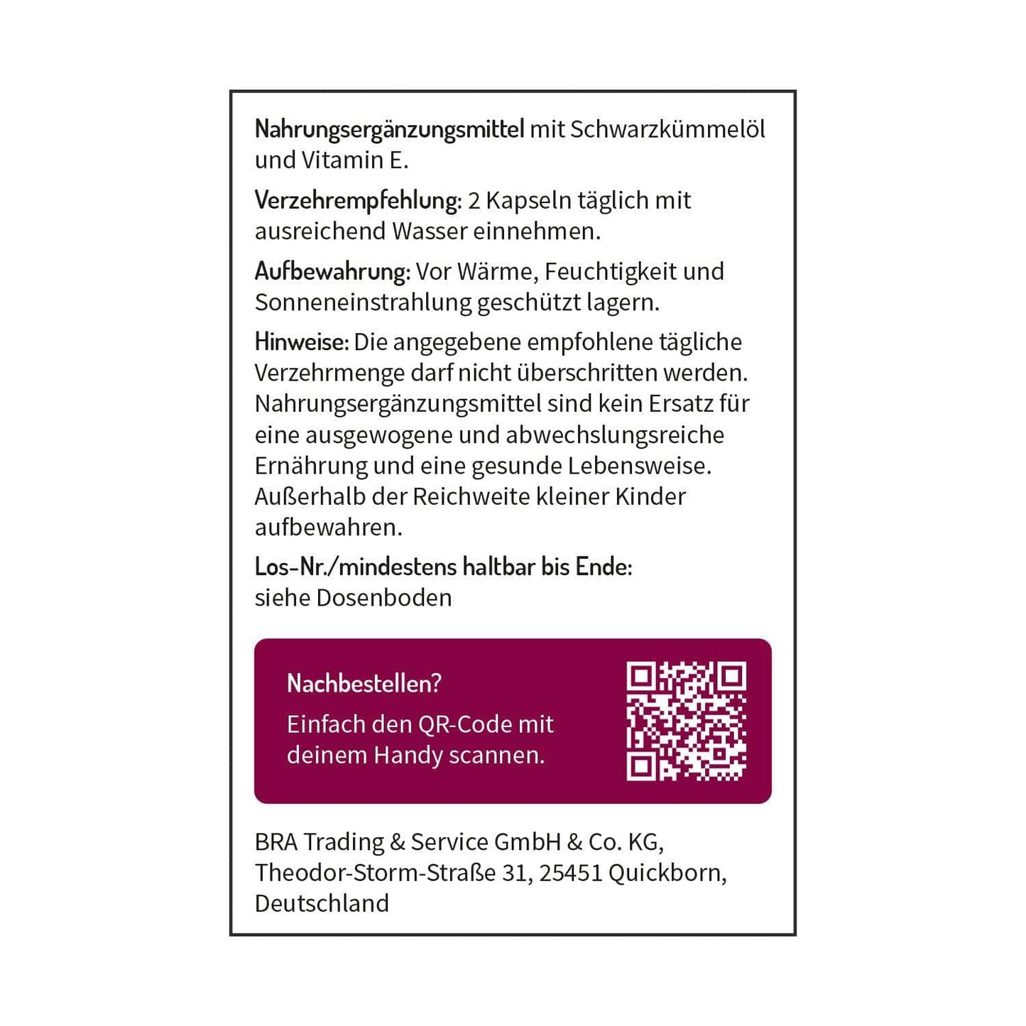 Schwarzkümmelöl Kapseln - Kaltgepresst und Vegan