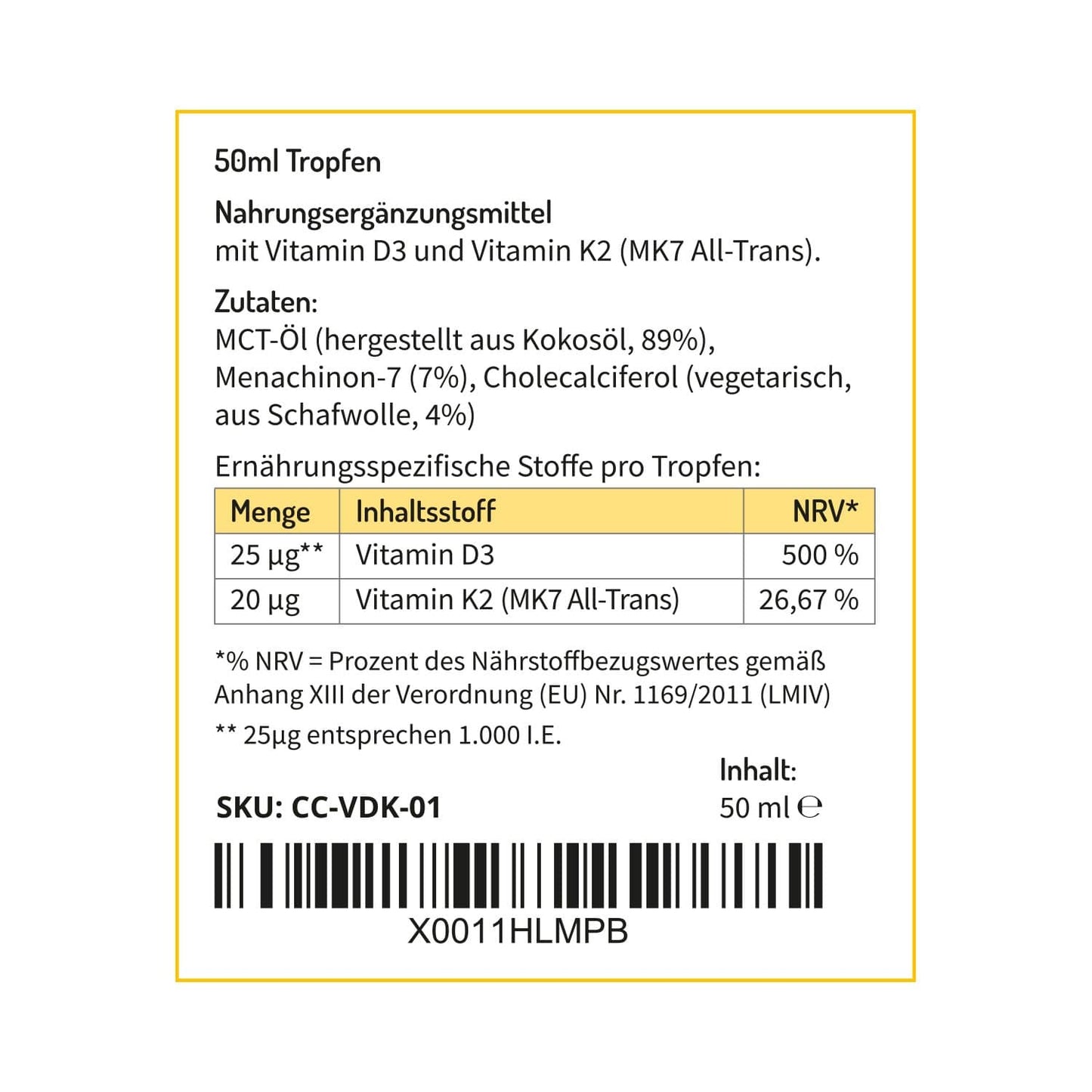 Vitamin D3 + K2 mit 1000 I.E / Tropfen. – vegetarisch - 1700 Tropfen