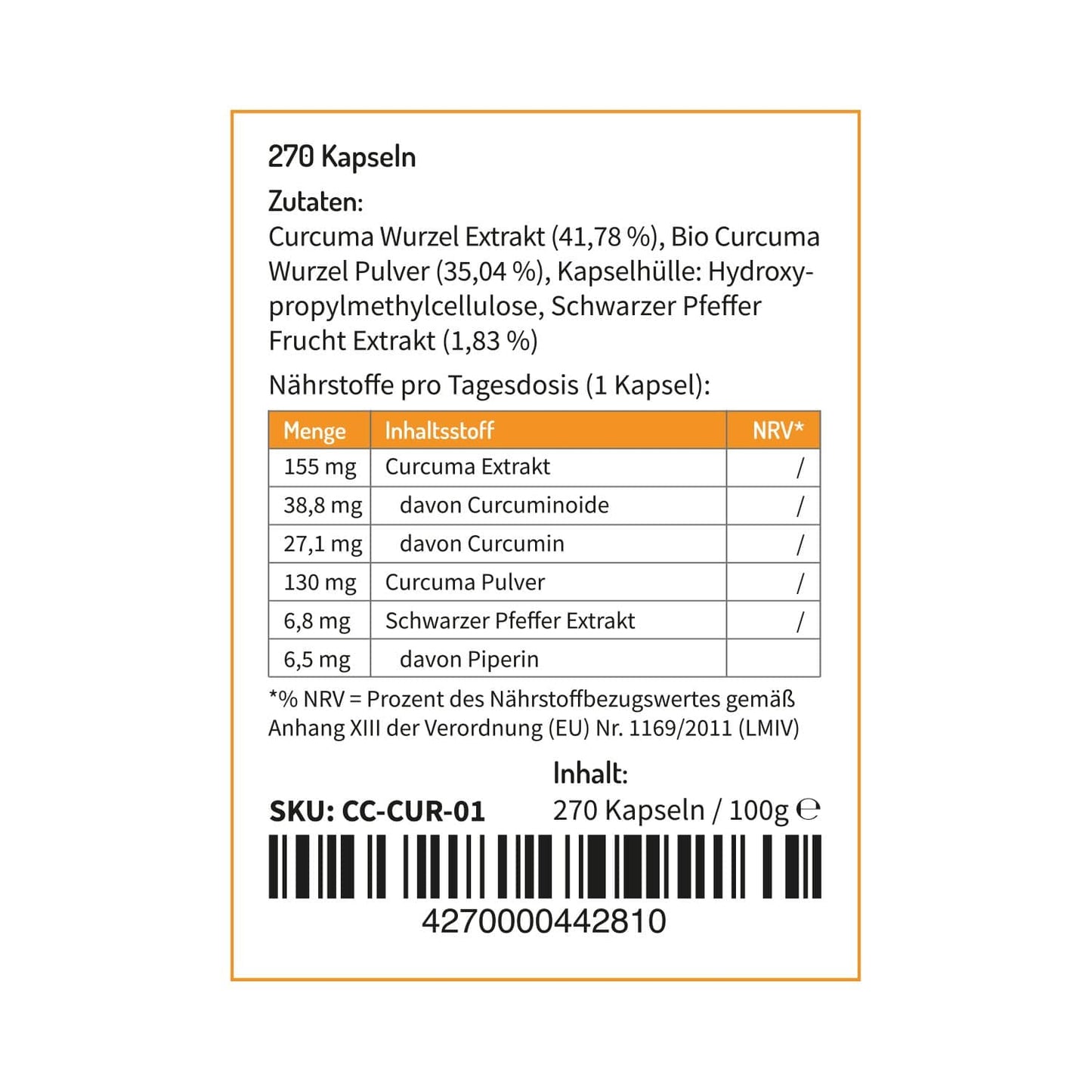 Curcuma Extrakt + Extrakt aus schwarzem Pfeffer - vegan - hochdosiert