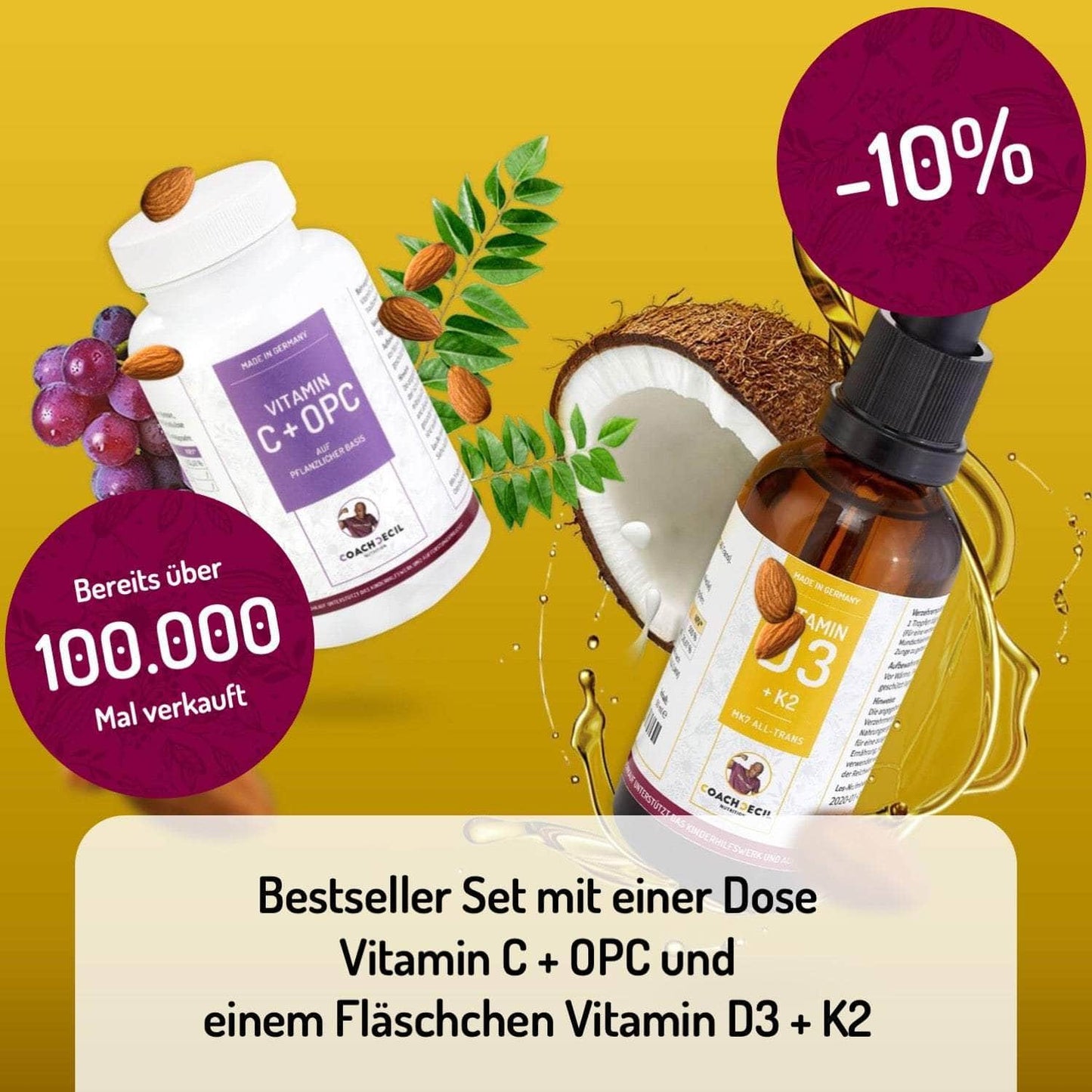 Bestseller Set - Natürliches Vitamin C + OPC und Vitamin D3 + K2