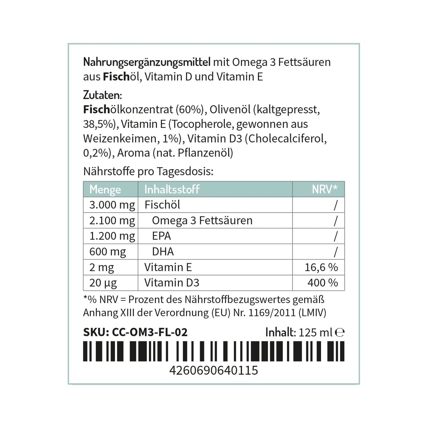 Omega 3 flüssig mit Vitaminen und Antioxidantien - Geschmack: Lemongrass
